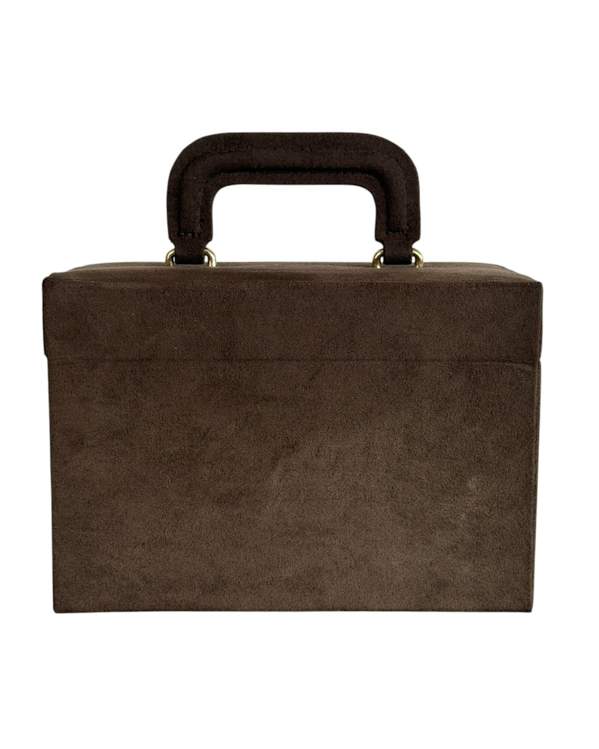 YSL / Yves Saint Laurent Vintage Brown Suede Mini Trunk Vanity Jewelry Case Box