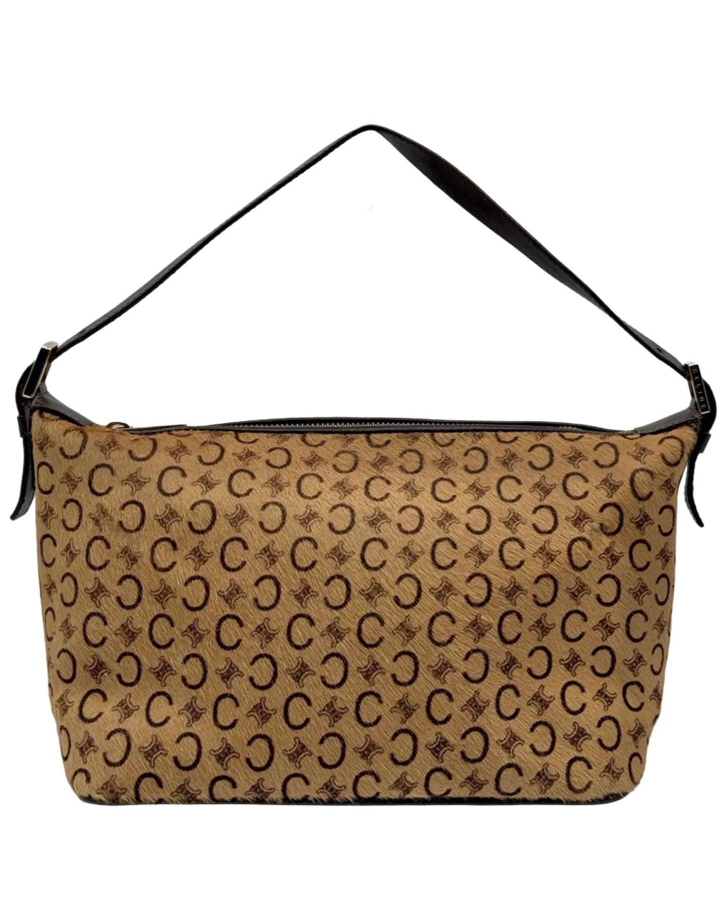 Celine Vintage Beige Macadam Monogram Pony Hair Medium Pochette