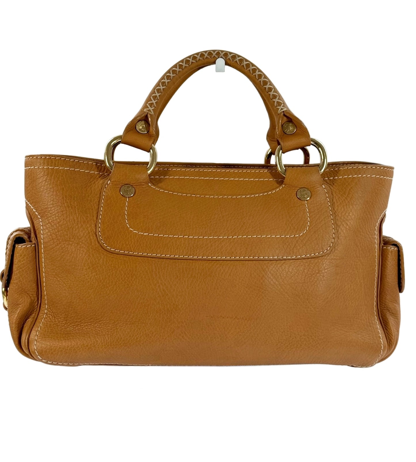 Celine Vintage Caramel Beige Leather Top Handle Bag