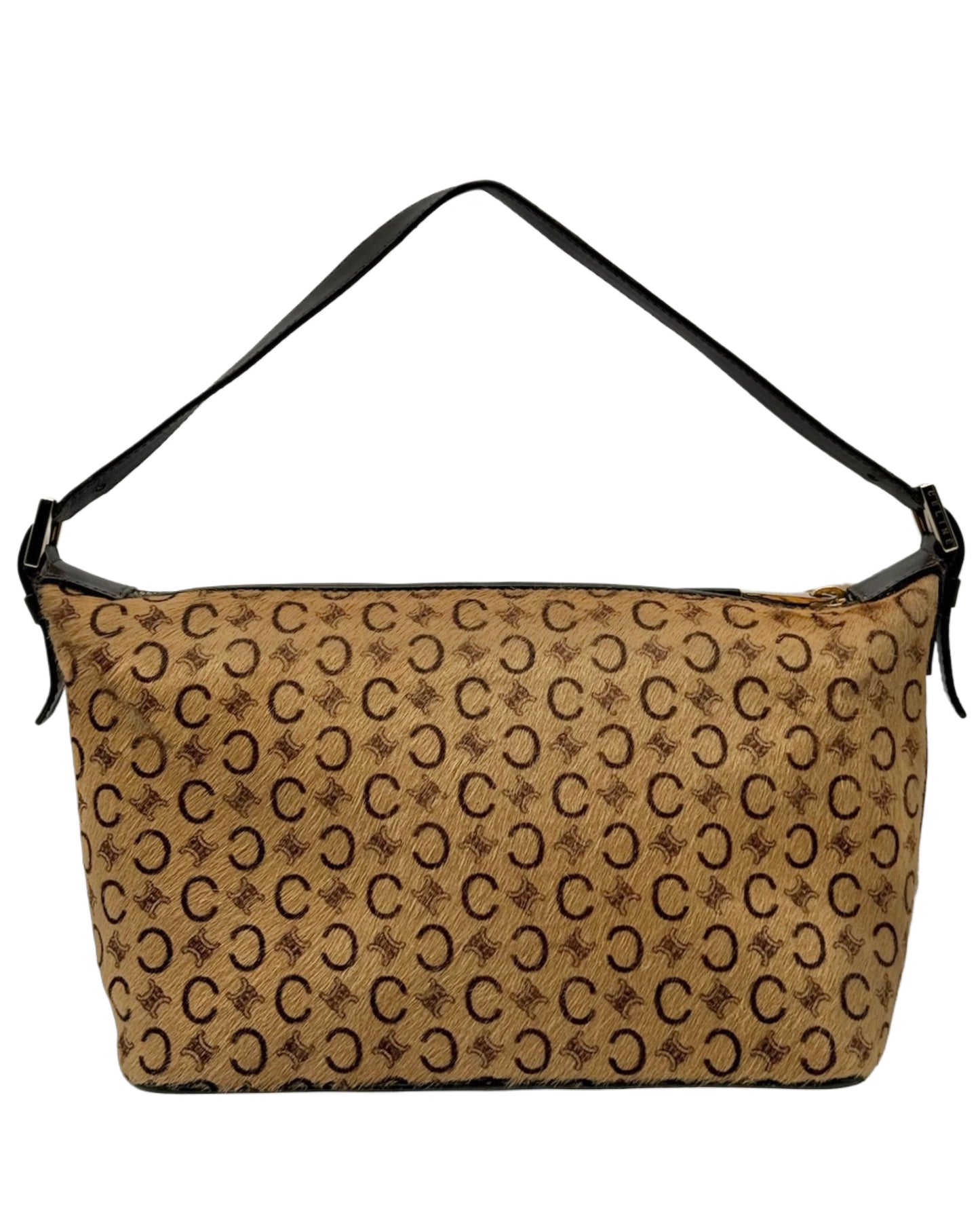 Celine Vintage Beige Macadam Monogram Pony Hair Medium Pochette