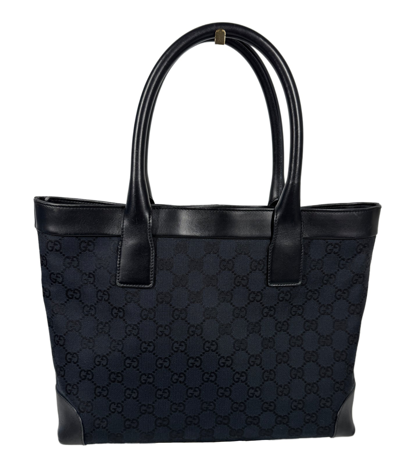 Gucci Vintage Black GG Monogram Shoulder Tote Bag