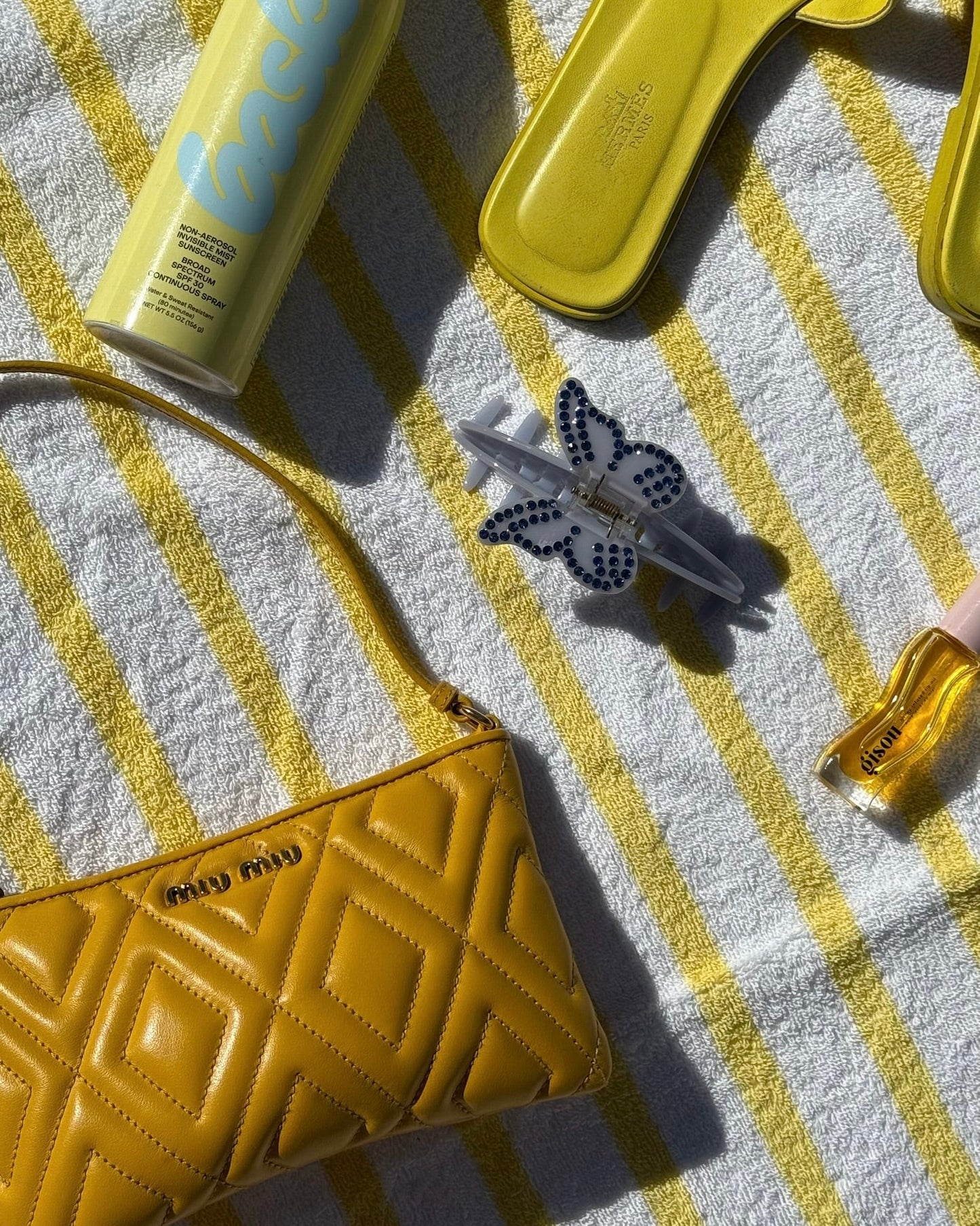 Miu Miu Vintage Yellow Quilted Leather Mini Pochette Bag