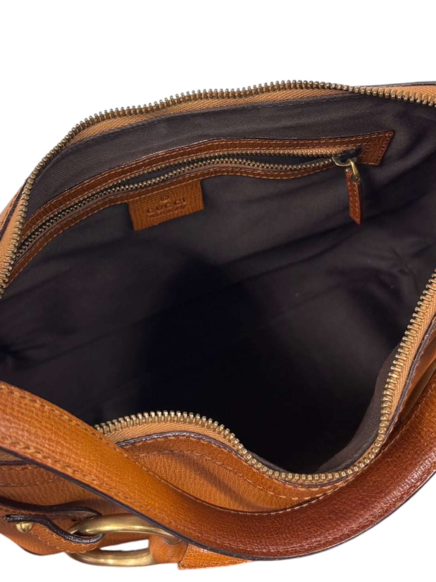 Gucci Vintage Cognac Brown Leather Horsebit Hobo Shoulder Bag