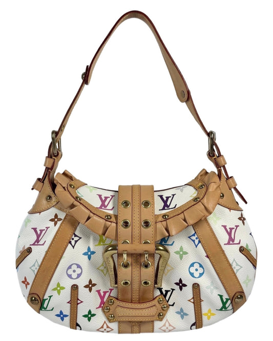 Louis Vuitton Vintage 2004 Takashi Murakami Blanc / White Multicolor Monogram Leonor Shoulder Bag