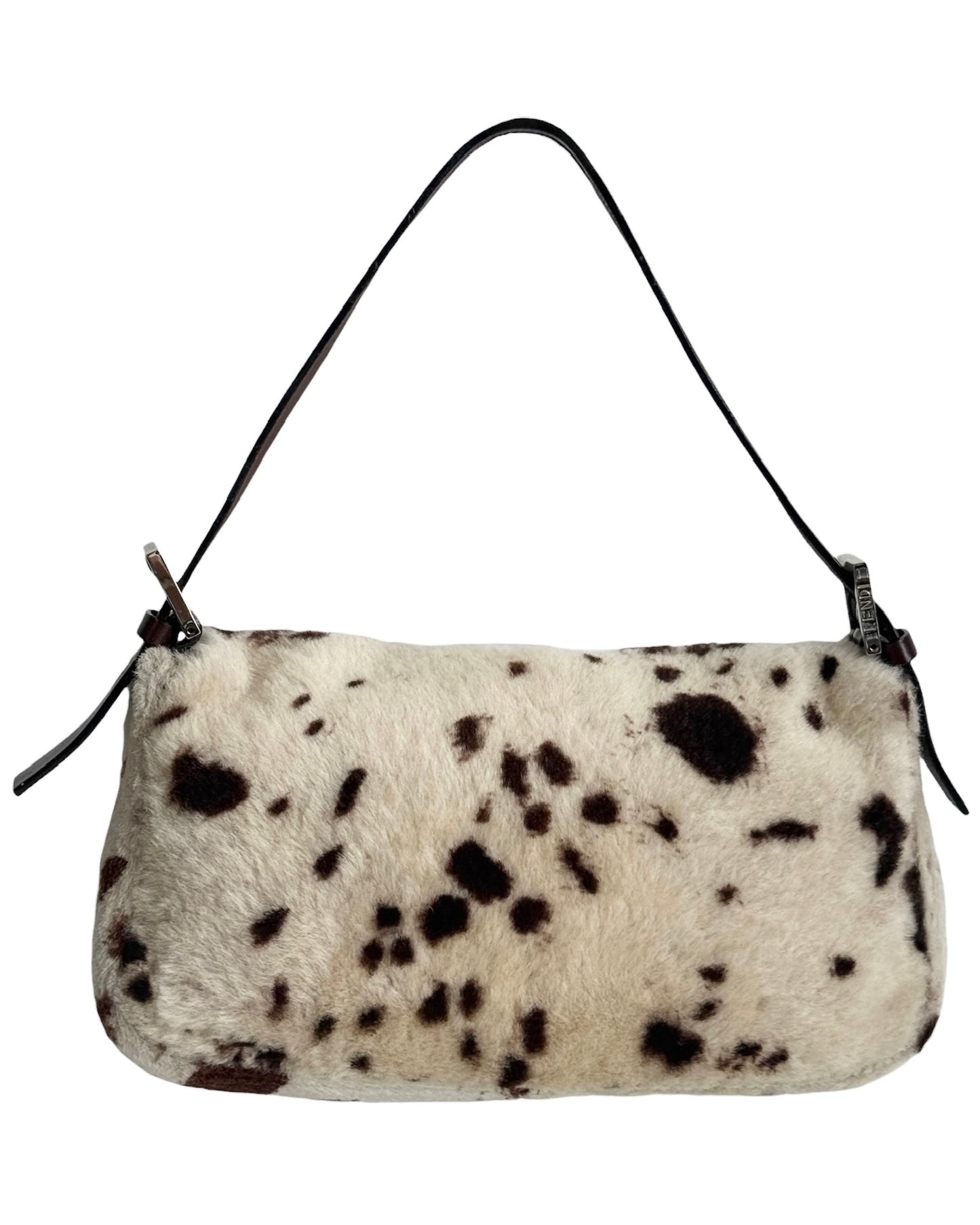 Fendi Vintage Spotted Dalmation Shoulder Baguette Bag