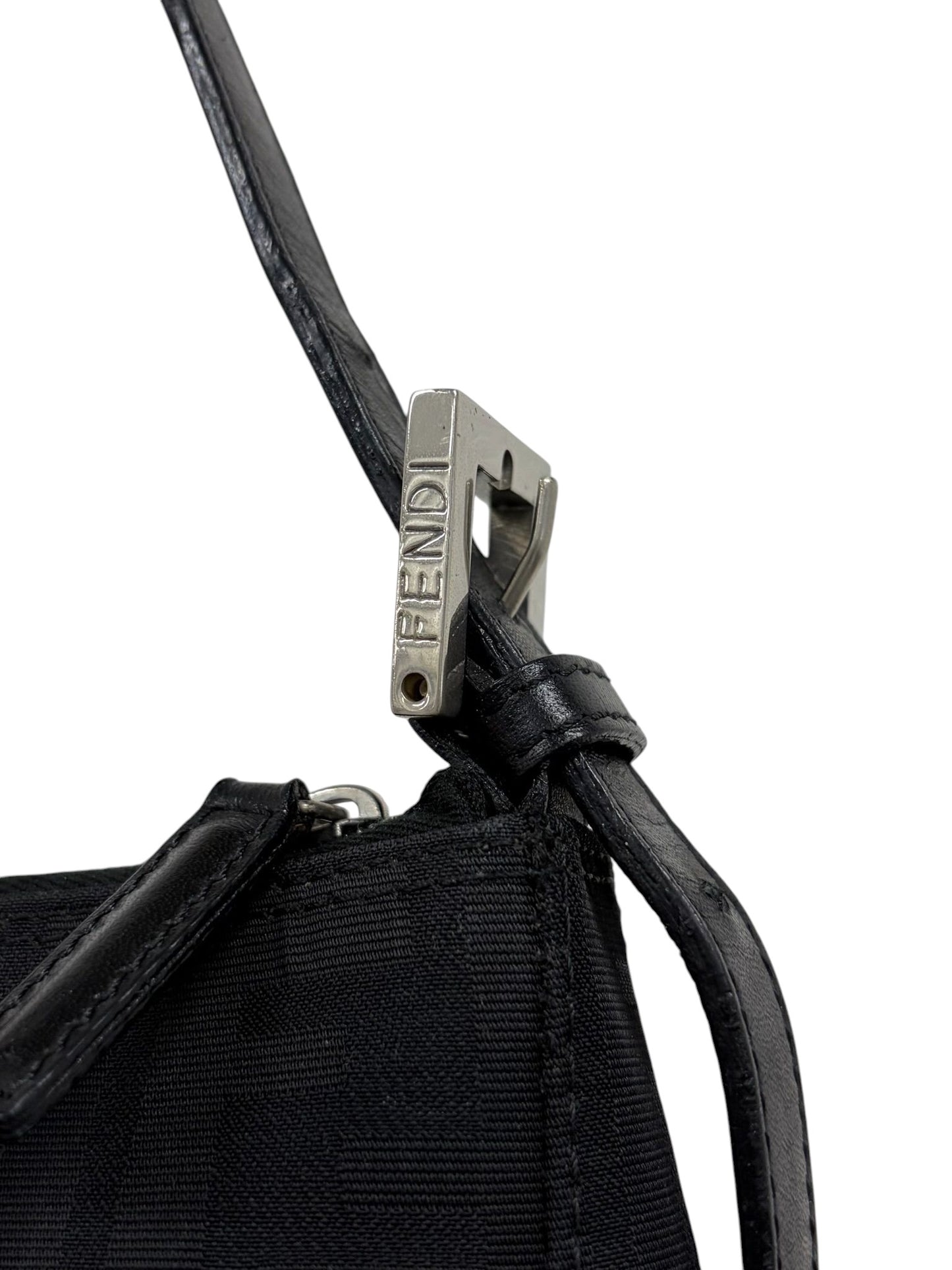 Fendi Vintage Black Zucca Monogram Mini Square Pochette Bag