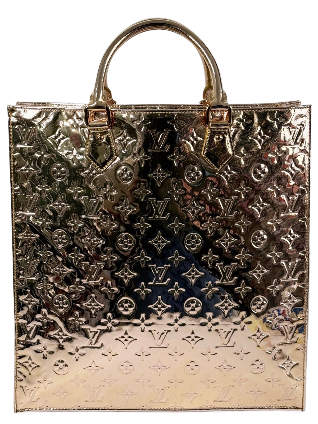 Louis Vuitton Vintage Gold Miroir Monogram Sac Plat Top Handle Tote Bag