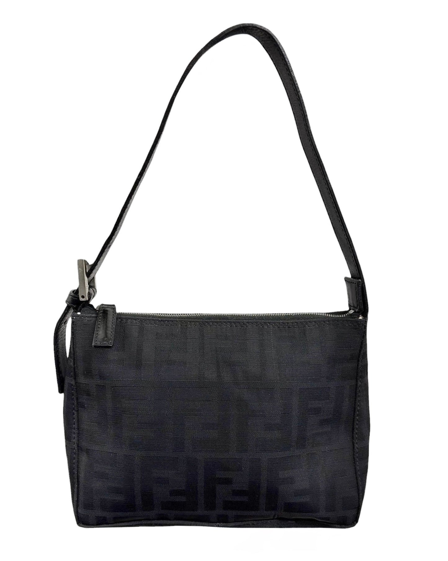 Fendi Vintage Black Zucca Monogram Mini Square Pochette Bag