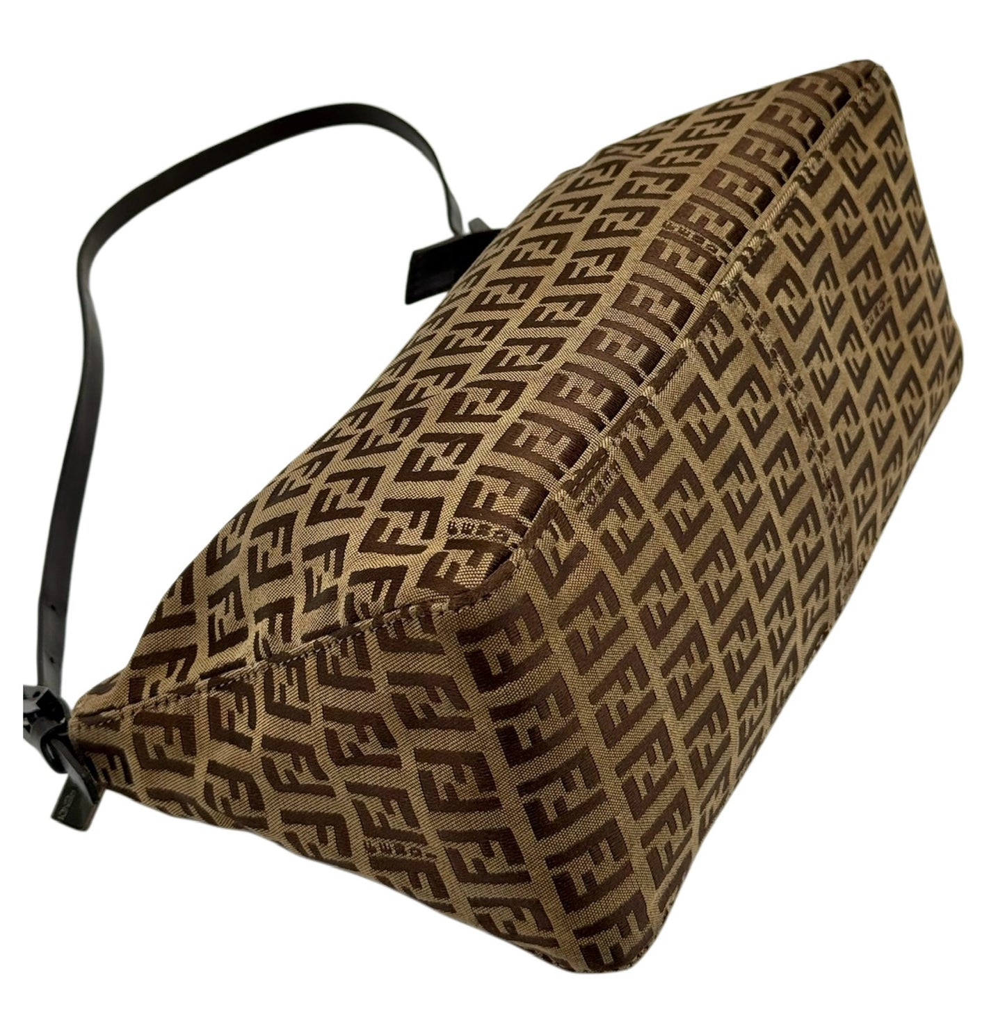 Fendi Vintage Light Brown Zucca Zucchino Monogram Medium Shoulder Pochette Bag
