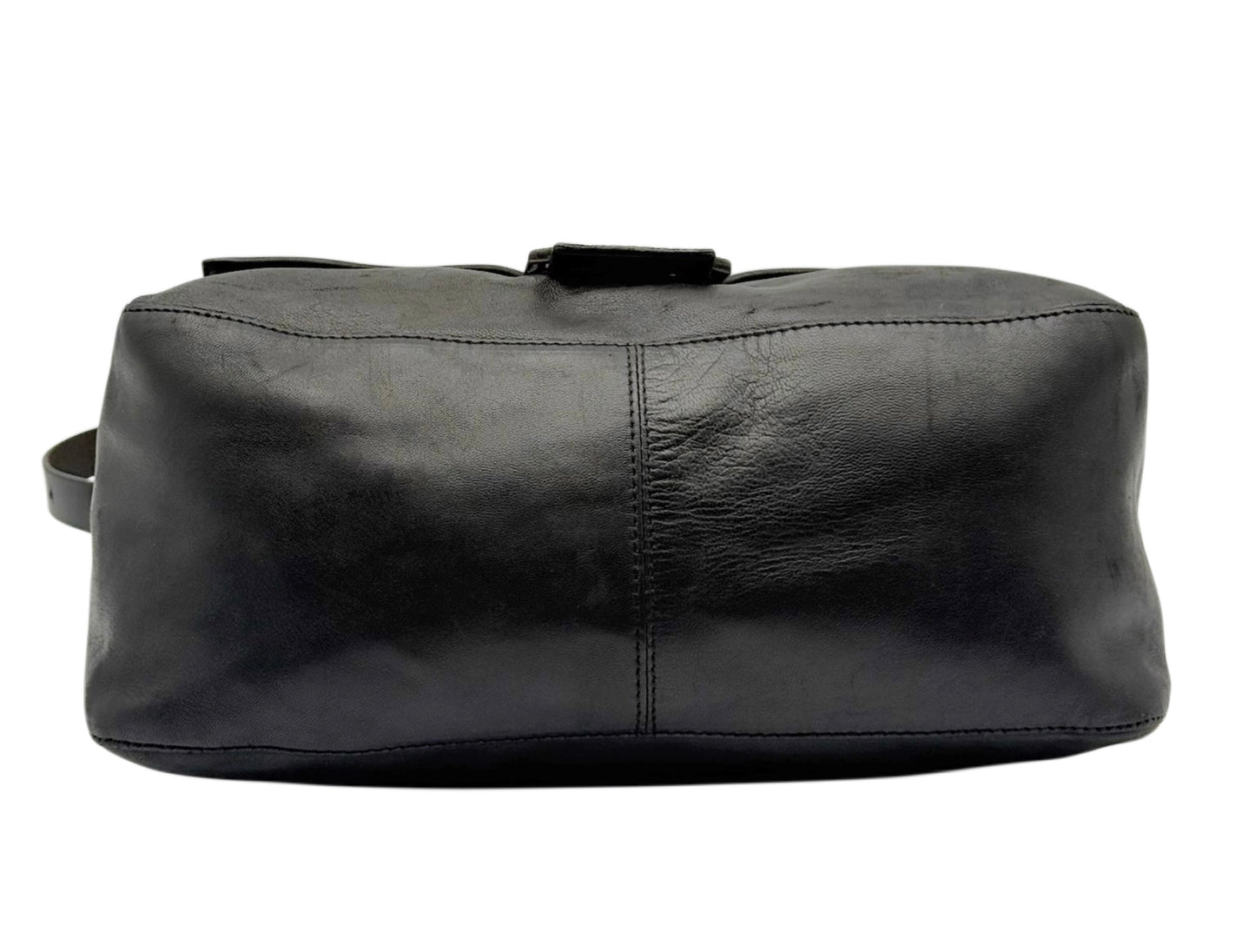 Fendi Vintage Black Lambskin Leather Mamma Baguette Shoulder Bag