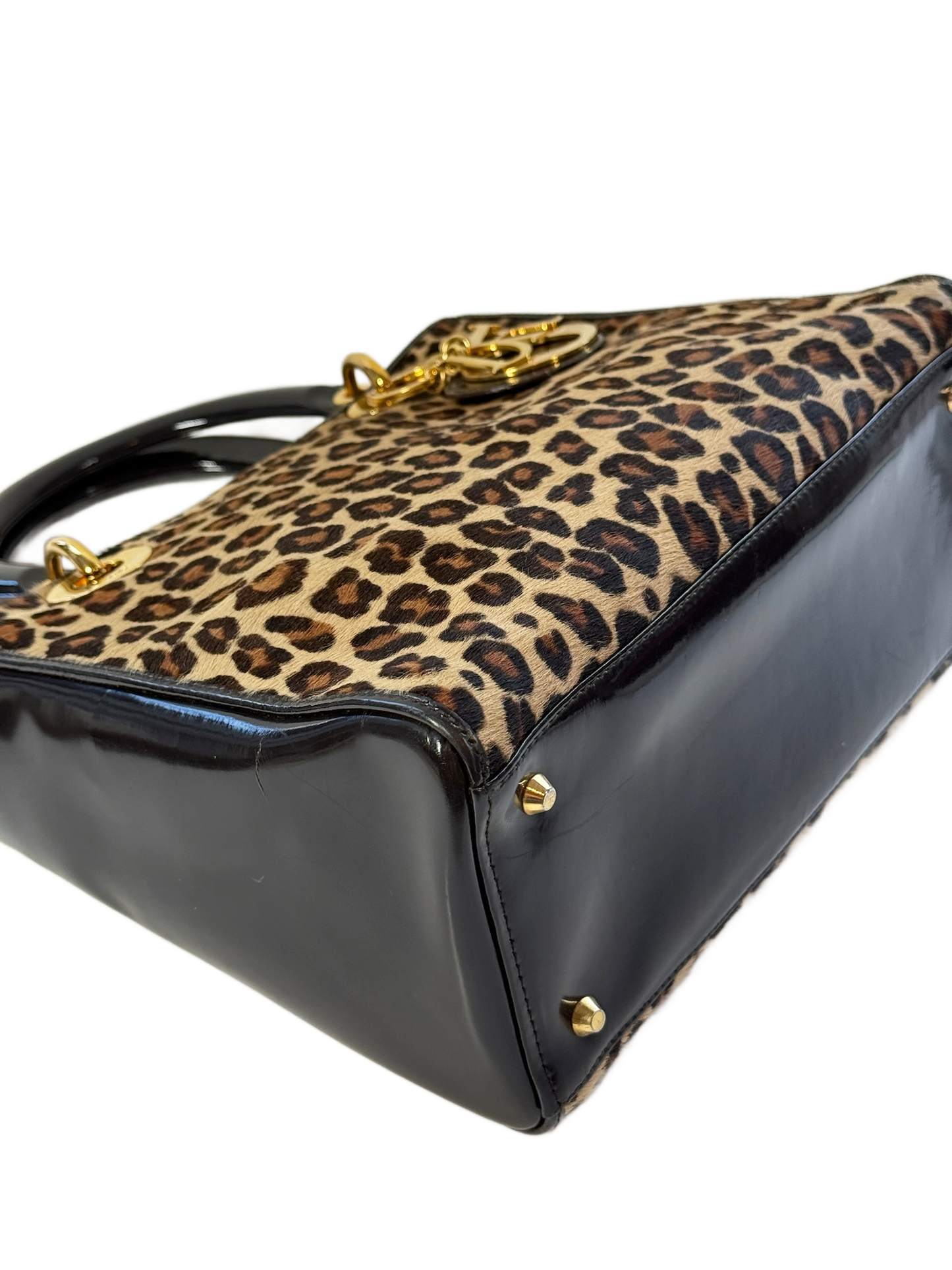 Dior Vintage Leopard Print Pony Hair Small Lady Dior Bag