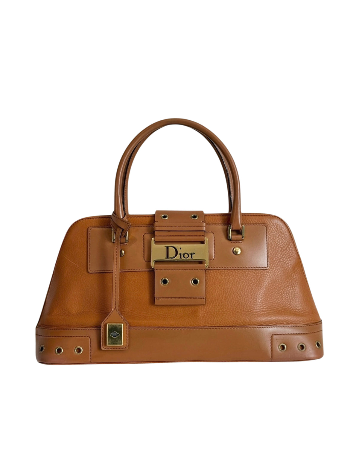 Dior Vintage 2002 Light Brown Grained Calfskin Street Chic Top Handle Bag