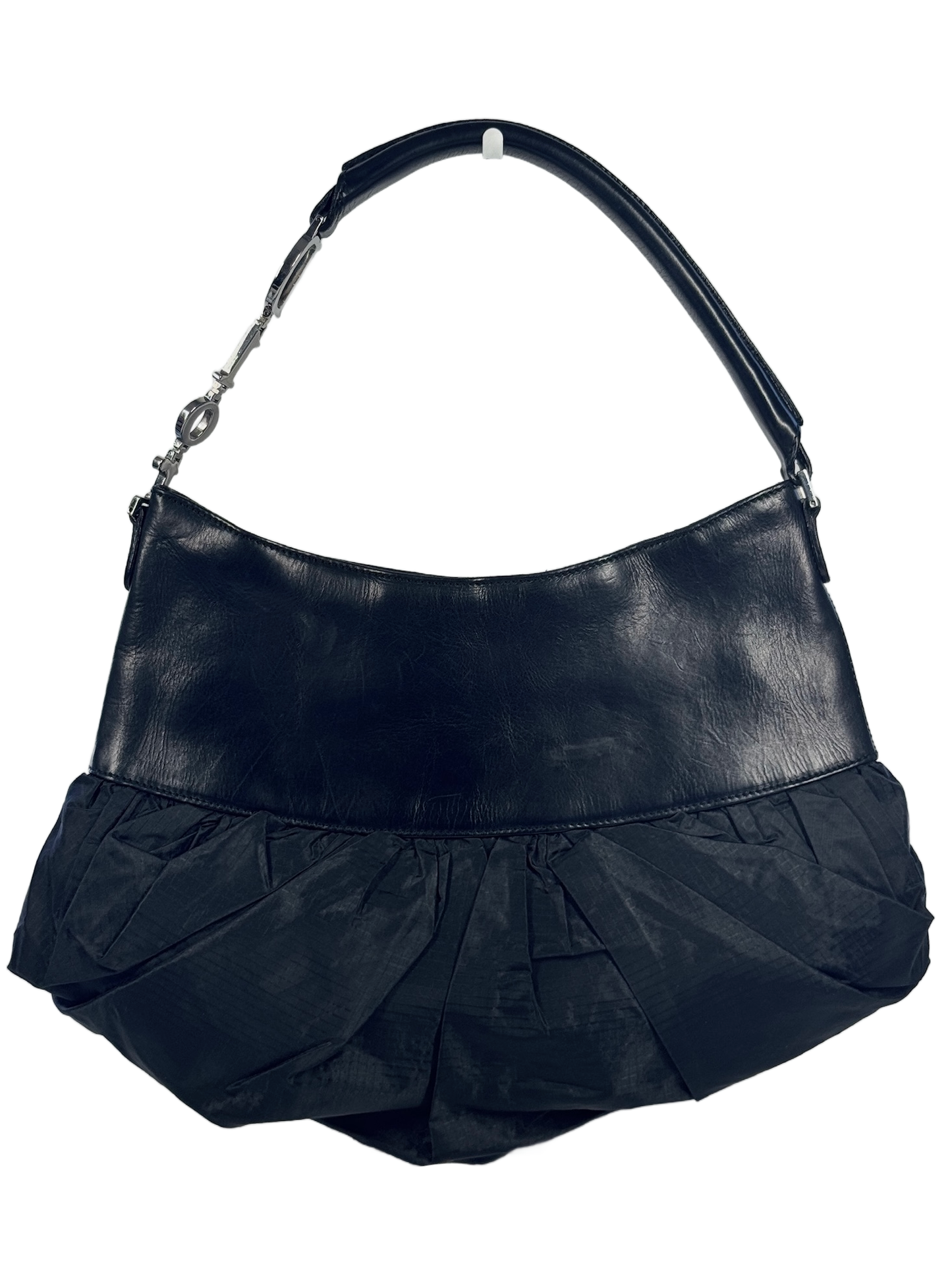 Dior Vintage 2004 Black Leather & Nylon Corset Ballet Ballerina Shoulder Bag
