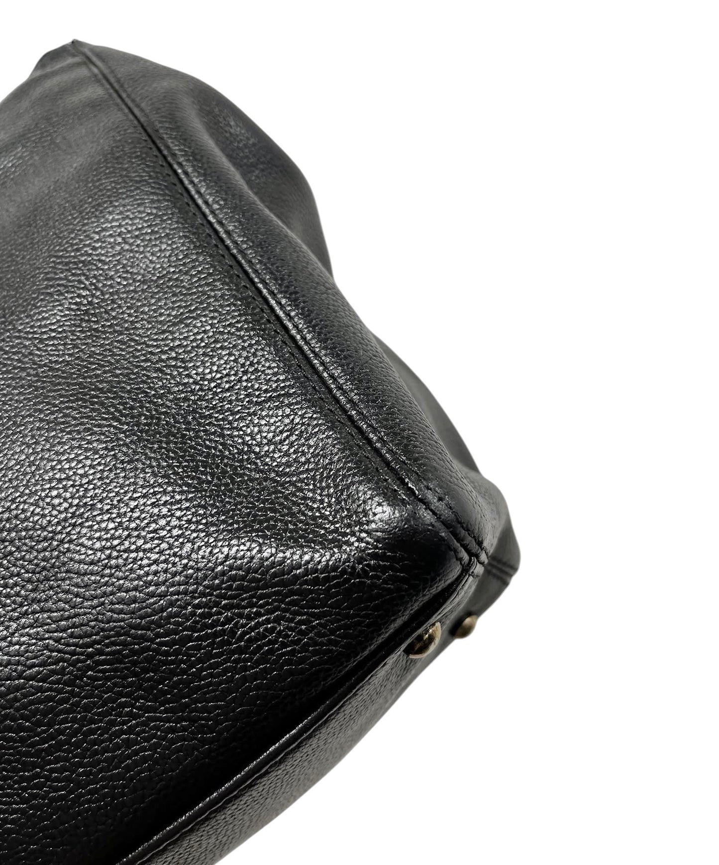 Chanel Vintage 00s Black Deerskin Medium Cerf Executive Shoulder Tote Bag with Ruthenium Hardware