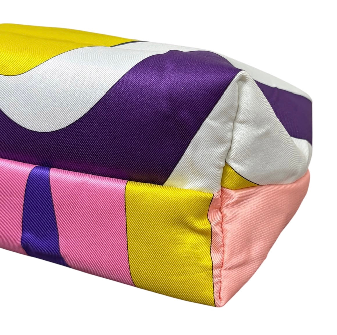 Pucci Vintage Yellow Pink & Purple Satin Mini Cosmetic Top Handle Pochette Bag