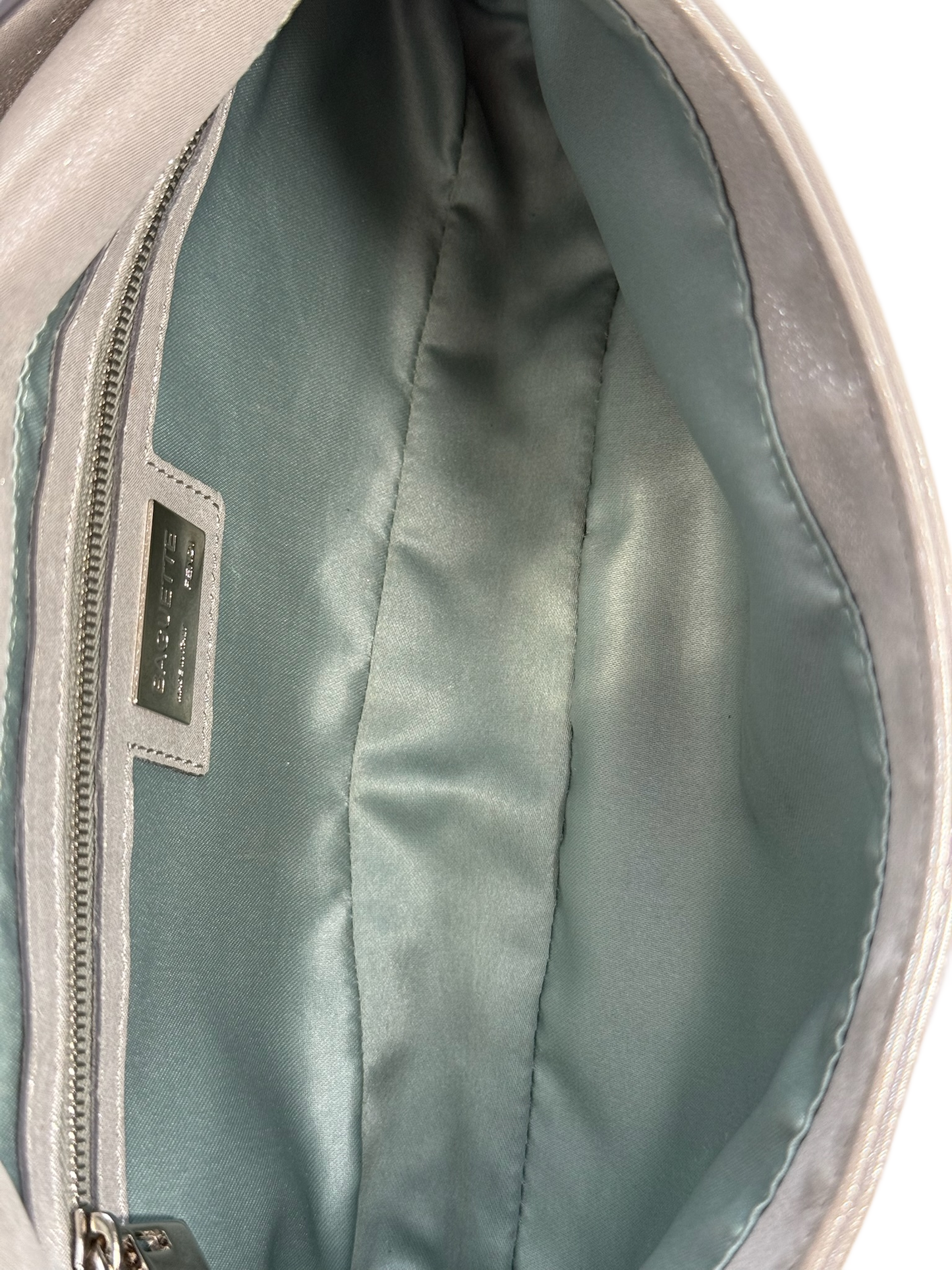 Fendi Vintage Metallic Silver Leather Crystal Logo Shoulder Baguette Bag