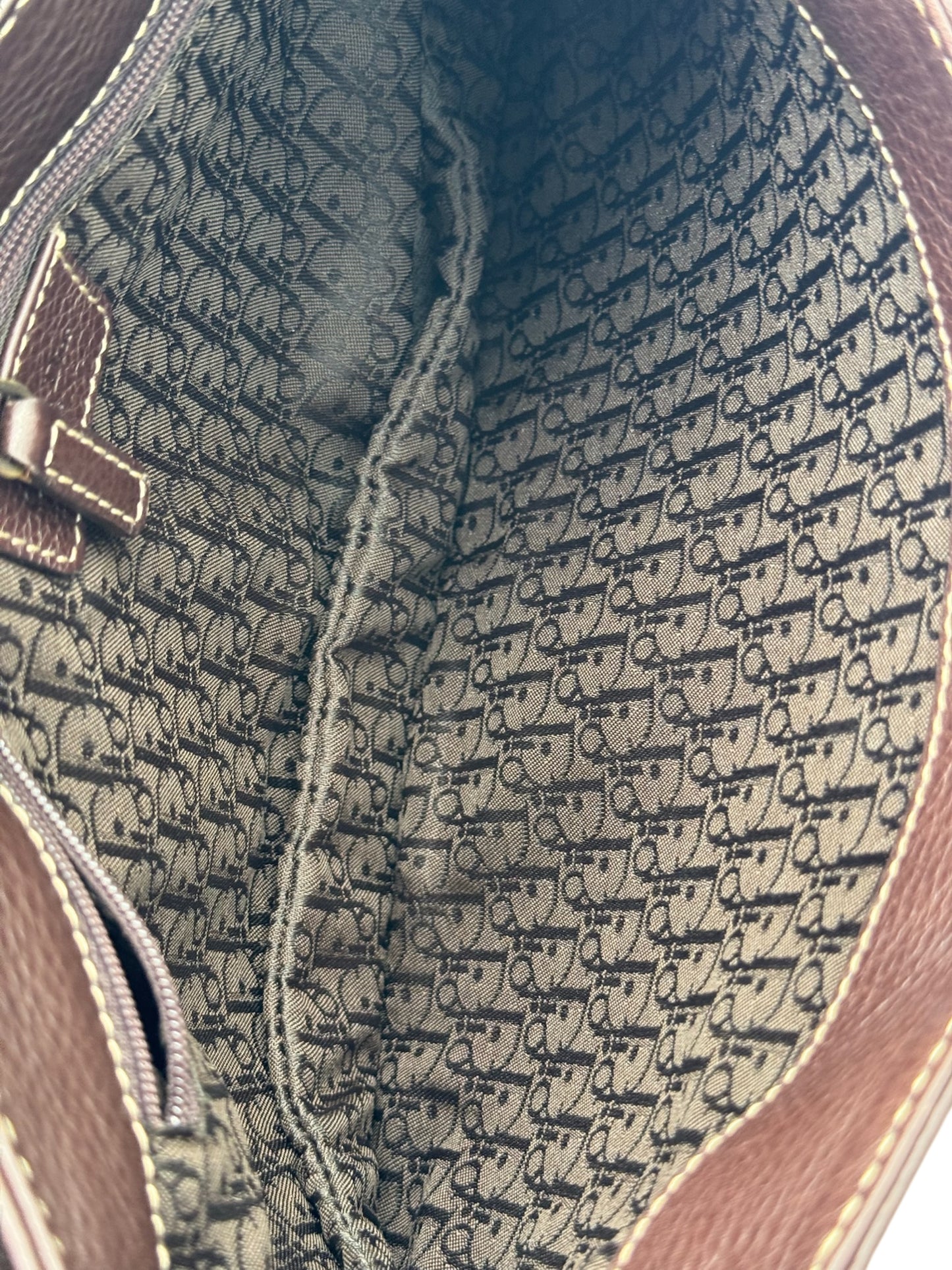 Dior Vintage 2002 Brown Leather Messenger Saddle Bag