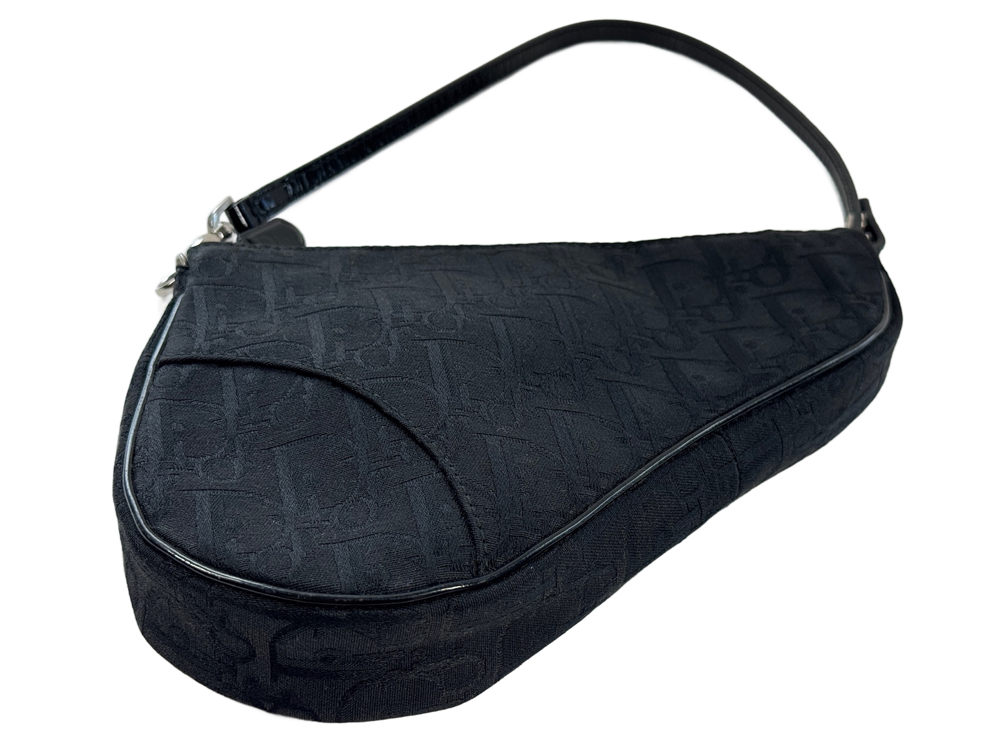 Dior Vintage 2006 Black Diorissimo Monogram Canvas Mini Saddle Bag