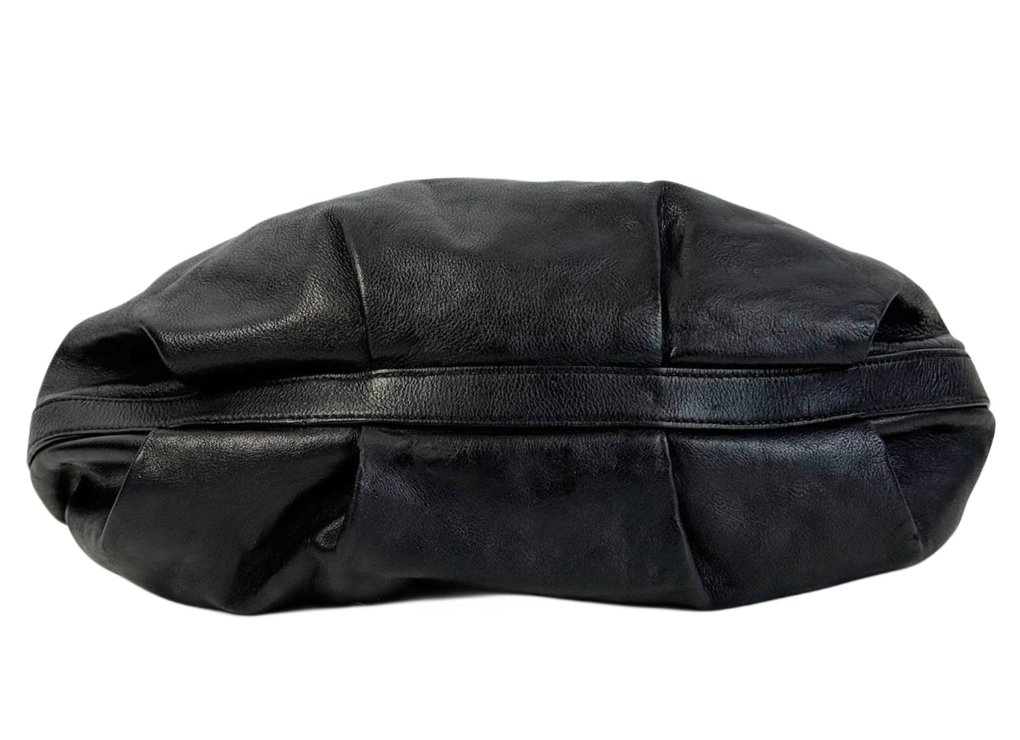 Prada Vintage Black Pebbled Leather Small Shoulder Hobo Bag