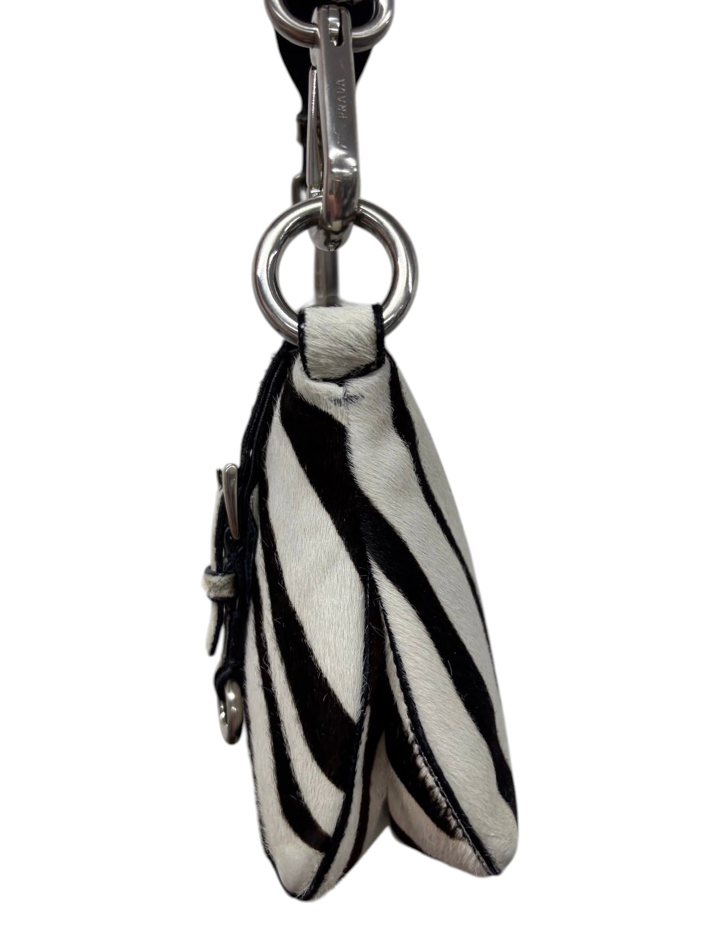 Prada Vintage Zebra Print Pony Hair Cavallino Small Shoulder Bag