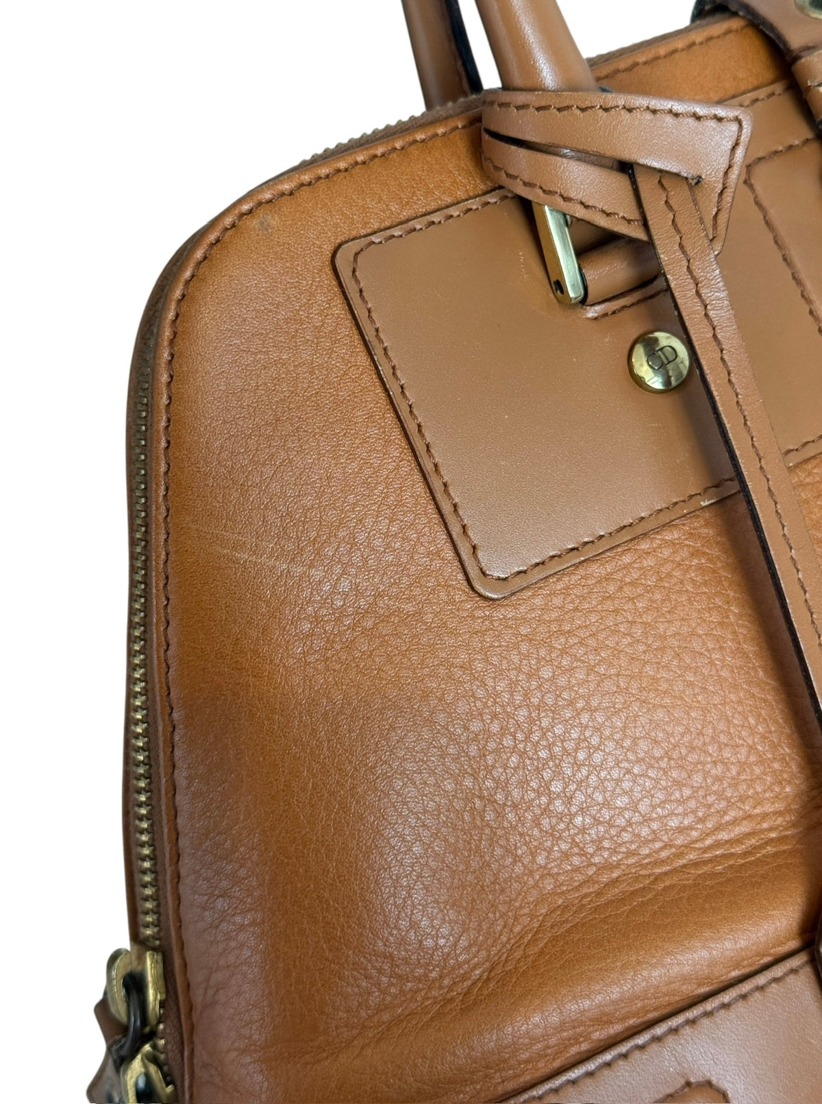 Dior Vintage 2002 Light Brown Grained Calfskin Street Chic Top Handle Bag