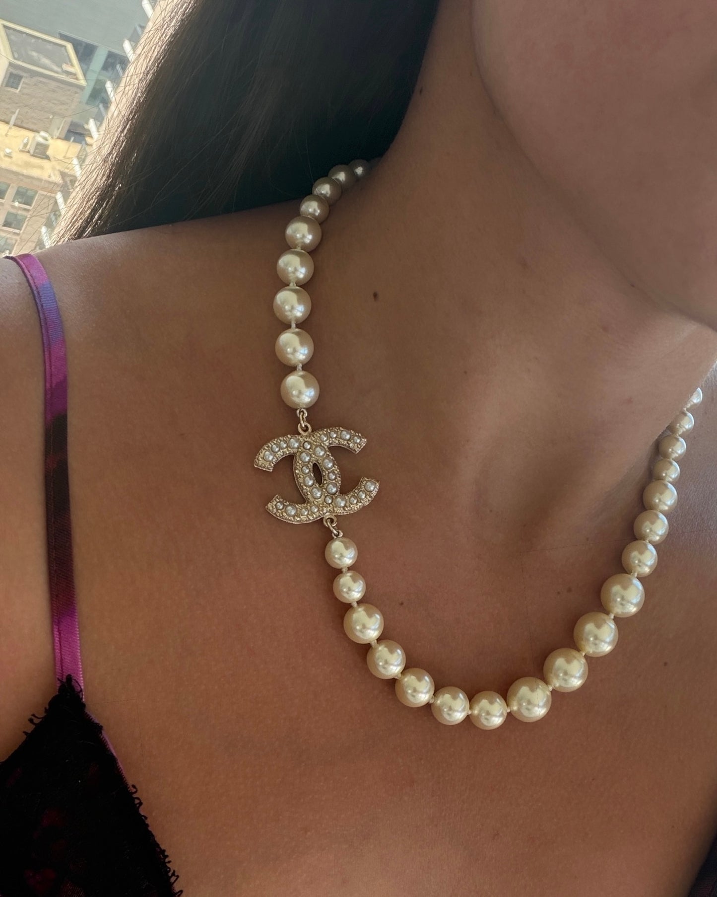 Chanel 2021 Faux Pearl CC Necklace
