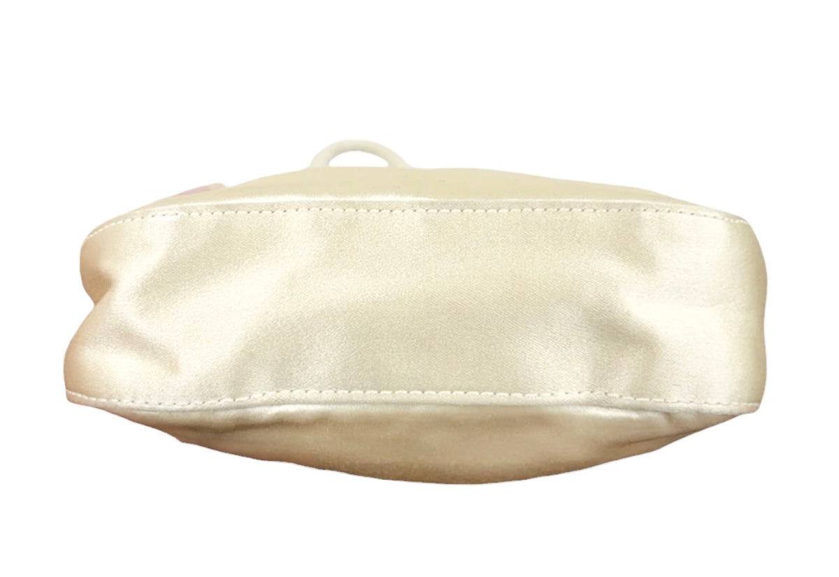 Gucci Vintage Ivory Satin GG Beaded Mini Evening Bag