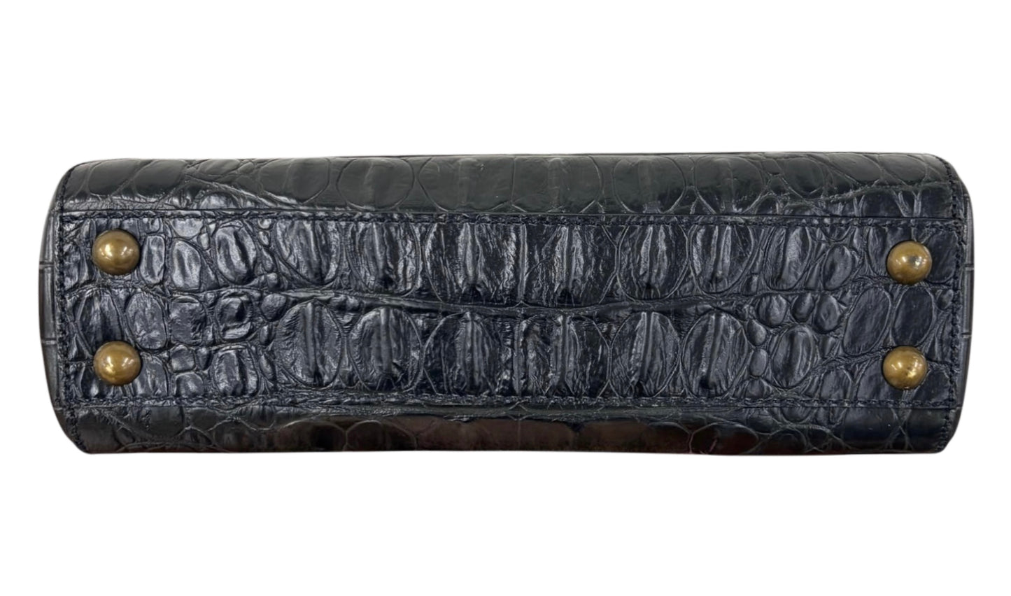 Miu Miu Vintage Black Crocodile Small Kisslock Evening Pochette Bag