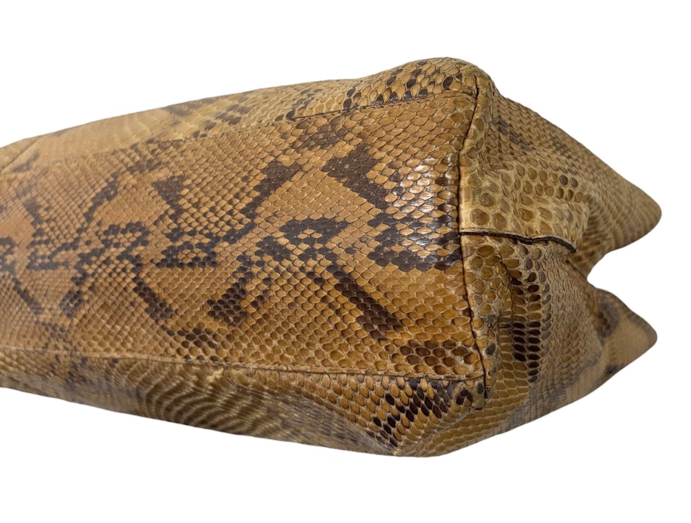 Prada Vintage Light Brown Python East West Shoulder Tote Bag 