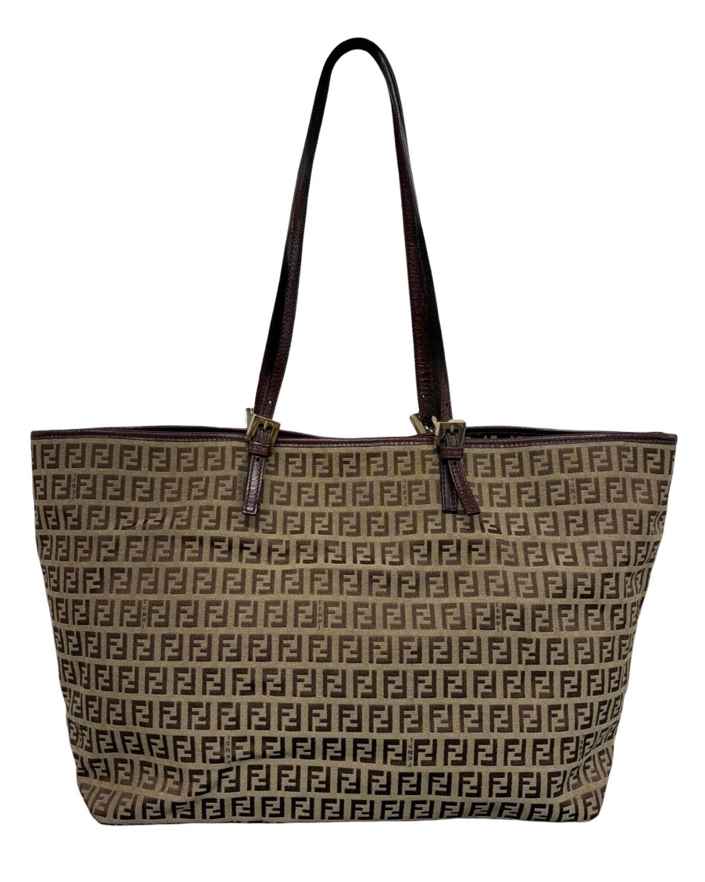Fendi Vintage Light Brown Zucchino Zucca Monogram Large Shoulder Tote Bag 