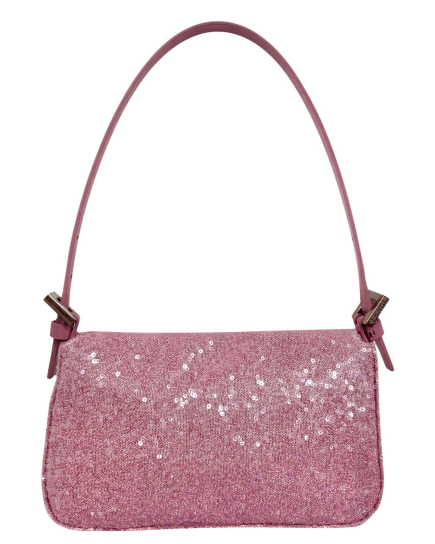 Fendi Vintage Pink Sequin Mini Shoulder Baguette Bag