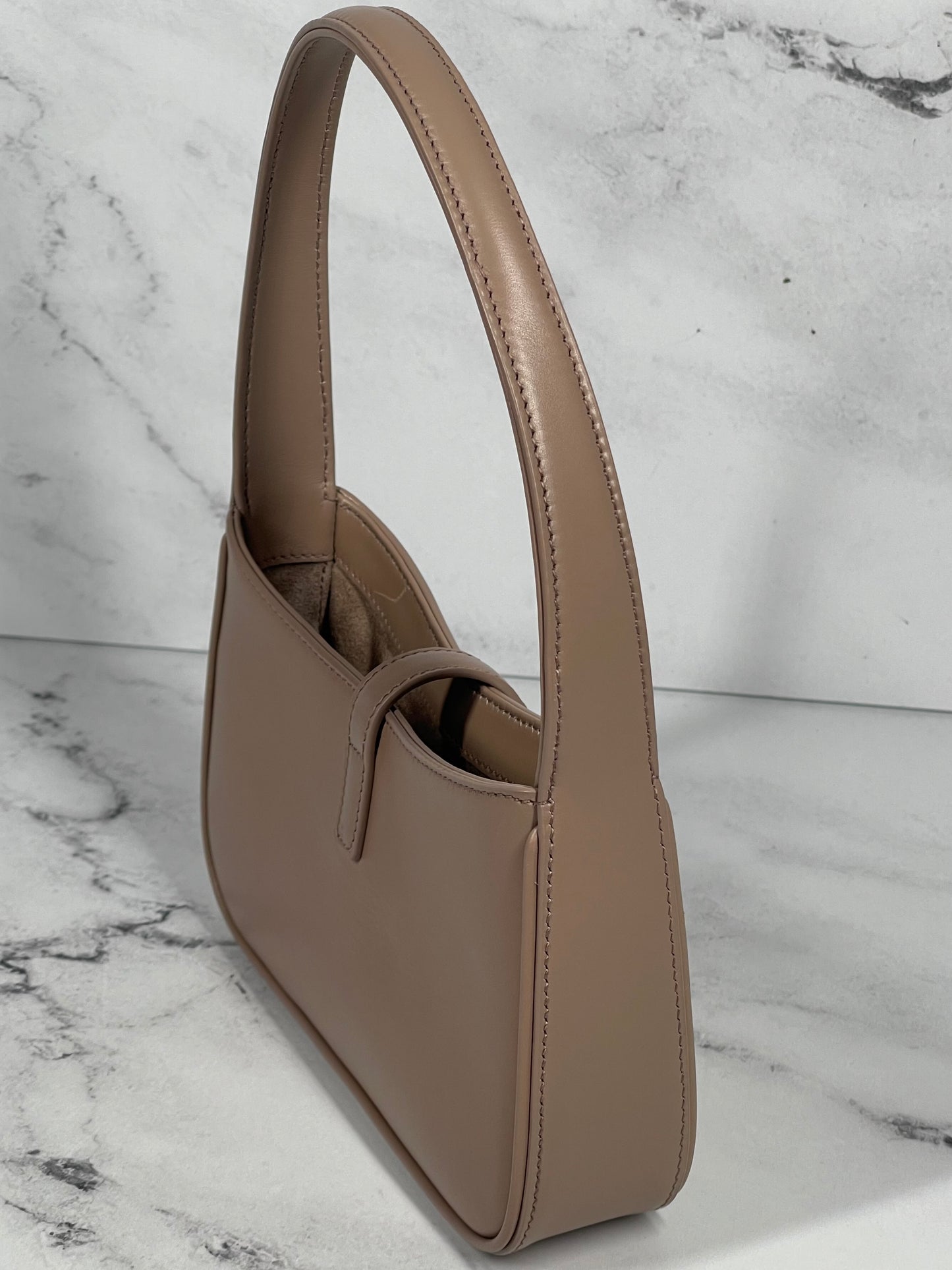 YSL Yves Saint Laurent Smooth Calfskin Le 5 A 7 Mini Hobo Shoulder Bag in Rosy Sand