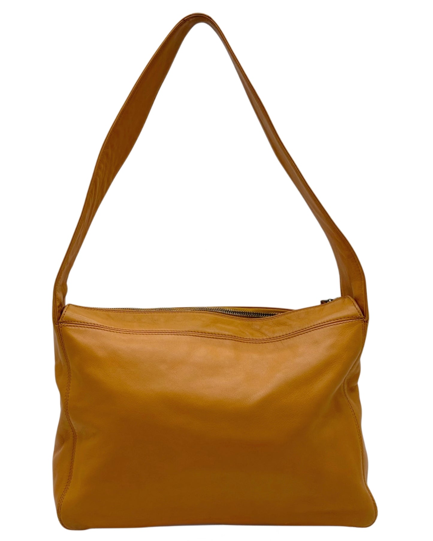 Chanel Vintage 1998 Orange Lambskin CC Logo Small Shoulder Messenger Bag