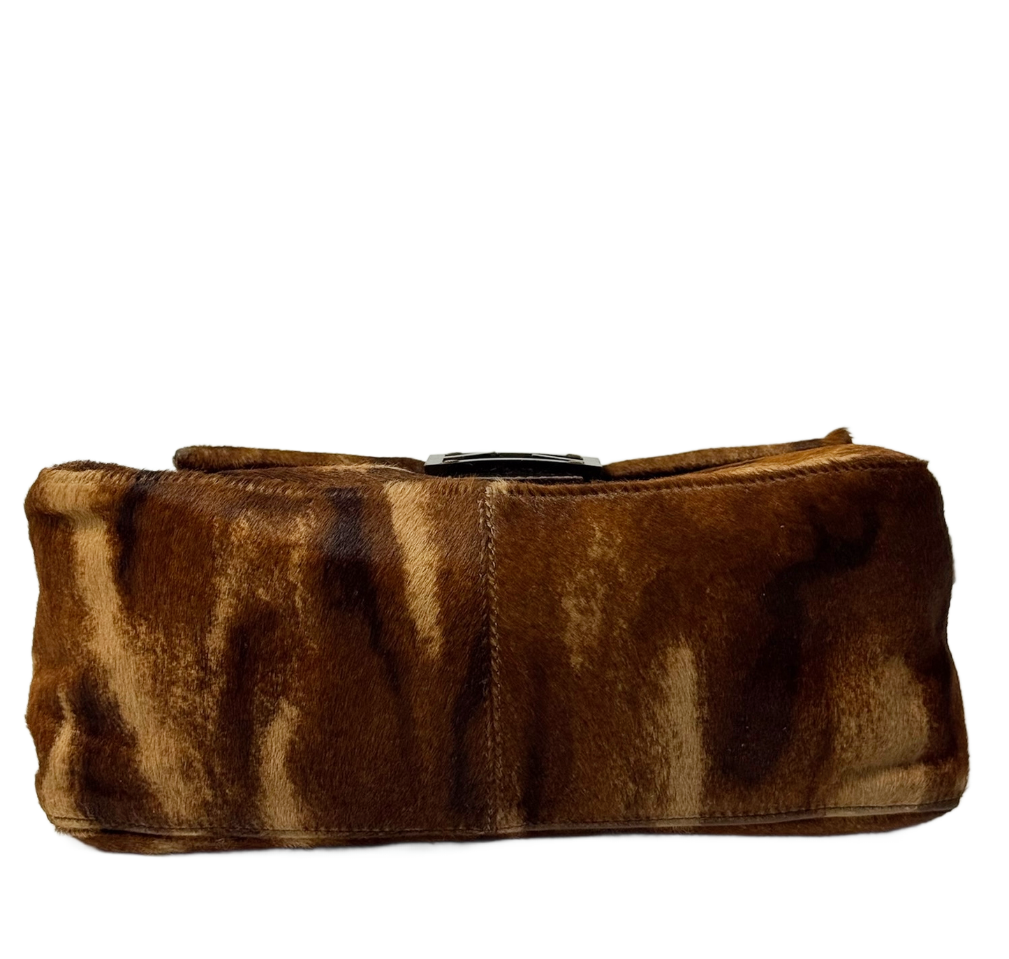 Fendi Vintage Brown Animal Print Pony Hair Mamma Baguette Shoulder Bag