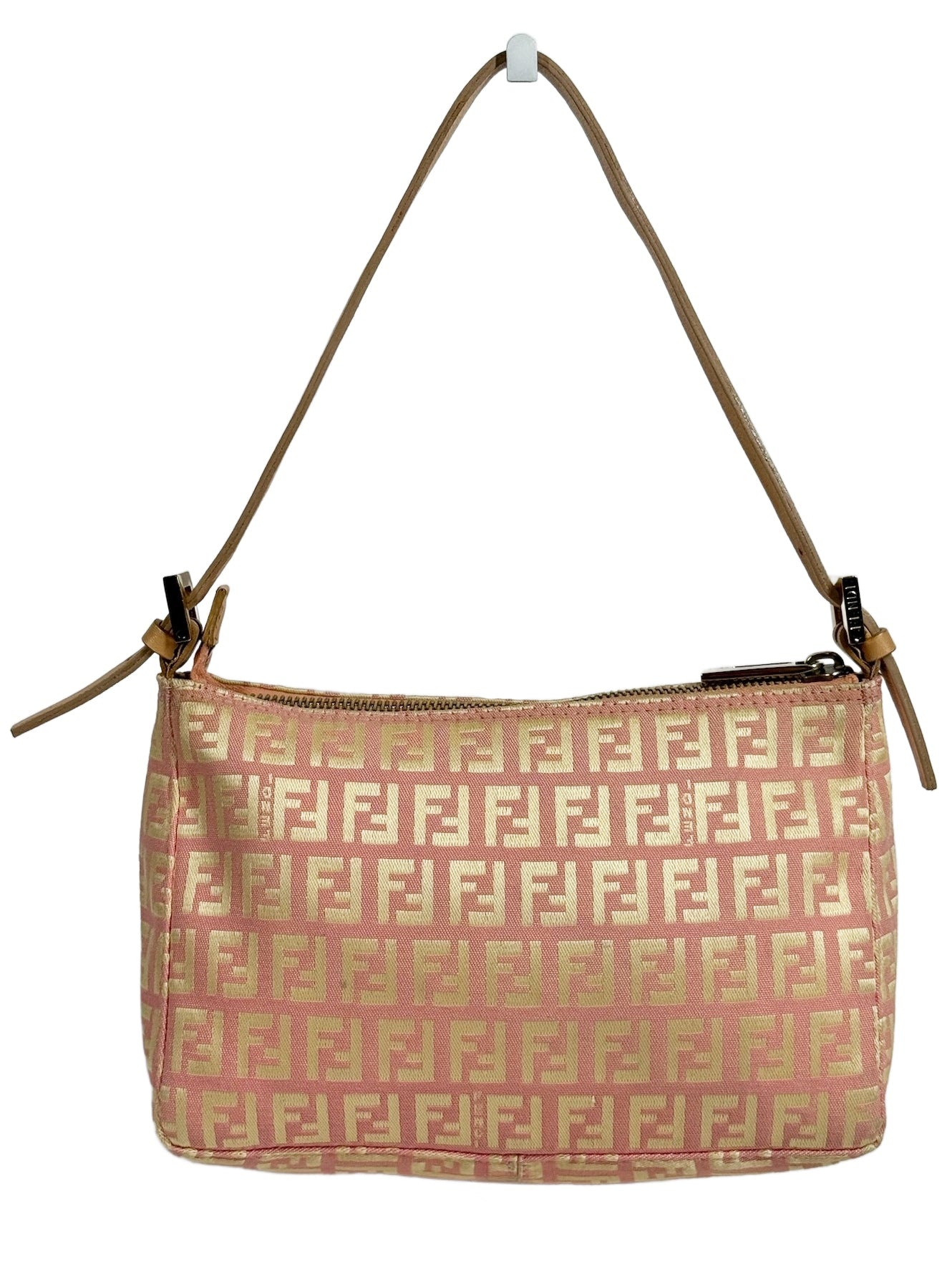 Fendi Vintage Pink & Yellow Zucca Monogram Medium Pochette