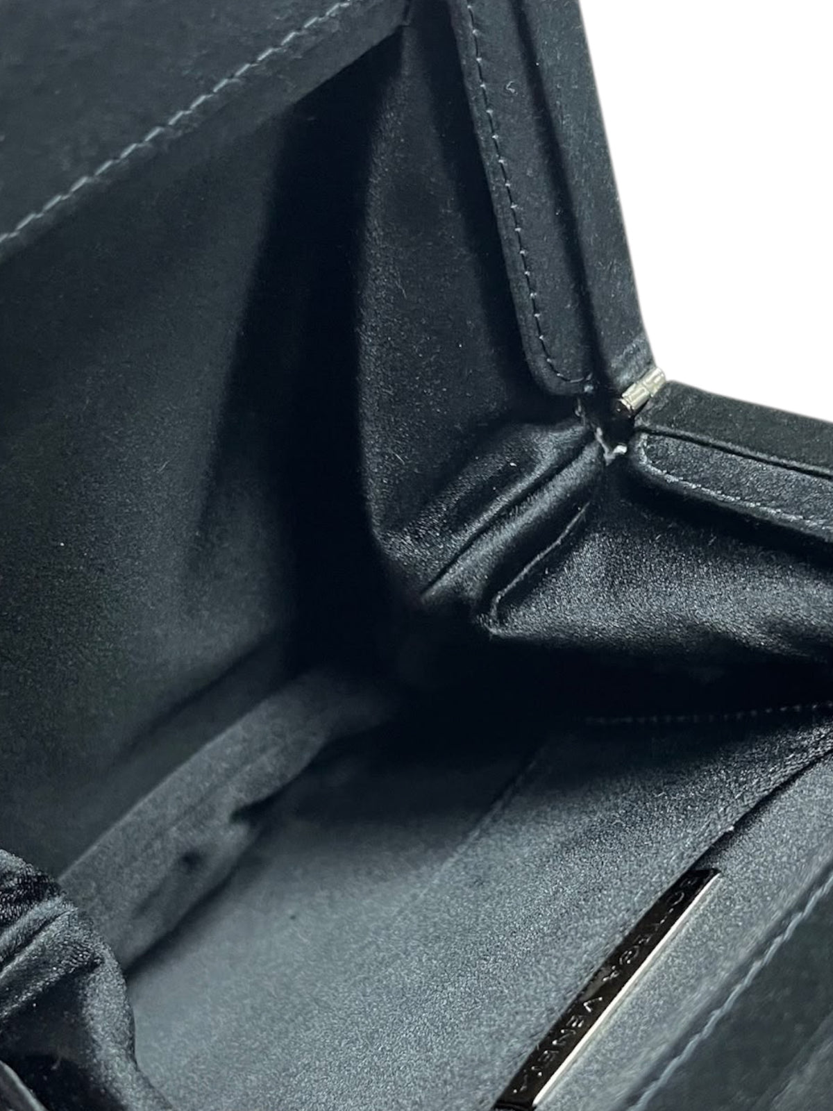 Bottega Veneta Vintage Black Velvet Kisslock Shoulder Bag with Beaded Handle Detail & Mirror