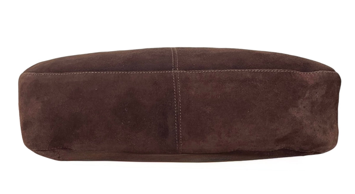 Fendi Vintage 90s Brown Suede Large Hobo Shoulder Crossbody Messenger Bag