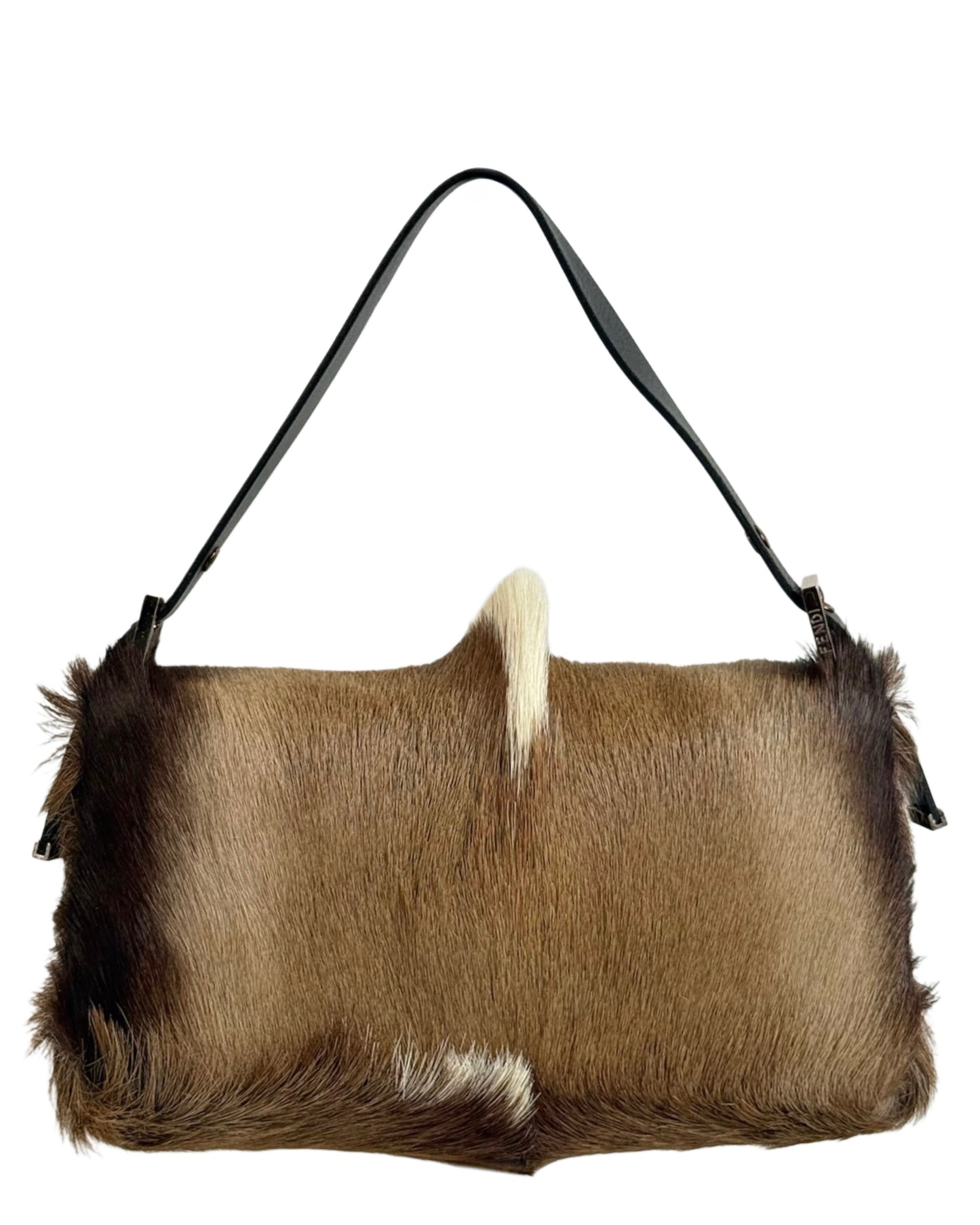 Fendi Vintage Light Brown Pony Hair Antelope Mohawk Shoulder Baguette Bag