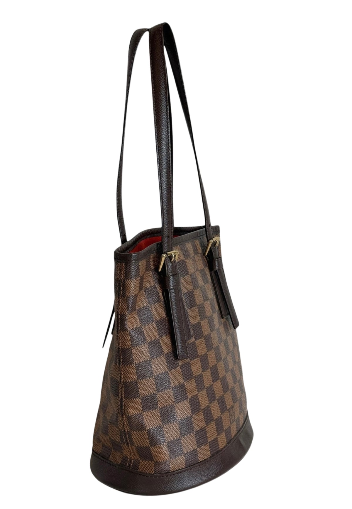 Louis Vuitton Vintage 1998 Damier Ebene Bucket Bag PM with Pouch