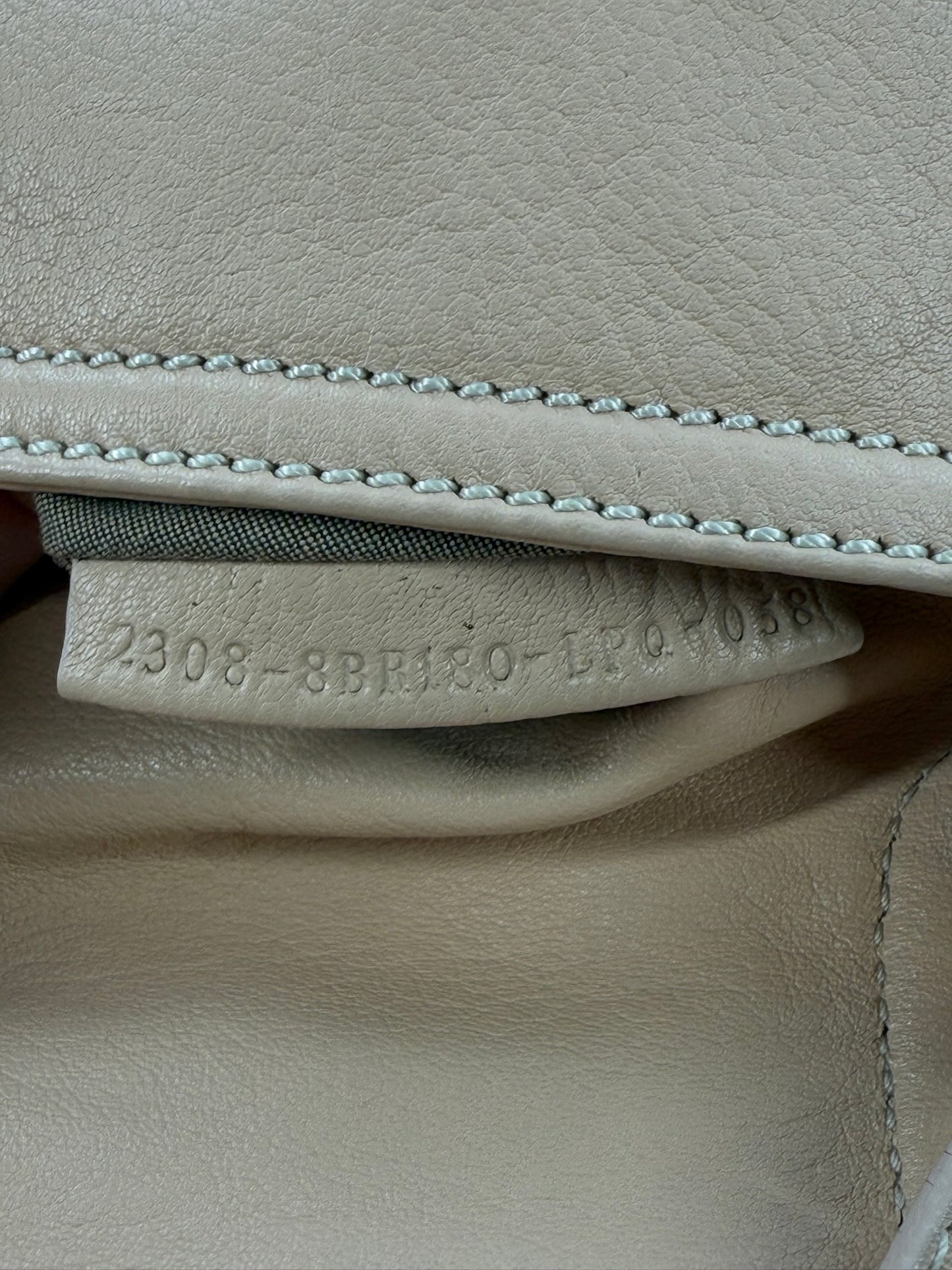 Fendi Vintage Baby Pink Calfskin Leather Stitch Mini Mamma Baguette Shoulder Bag