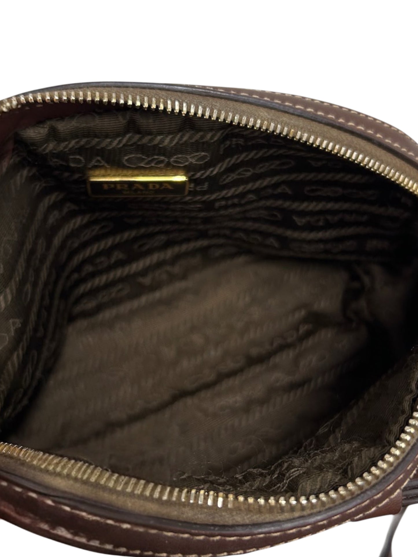 Prada Vintage Brown Jacquard Canapa Logo Small Wristlet Clutch Pochette