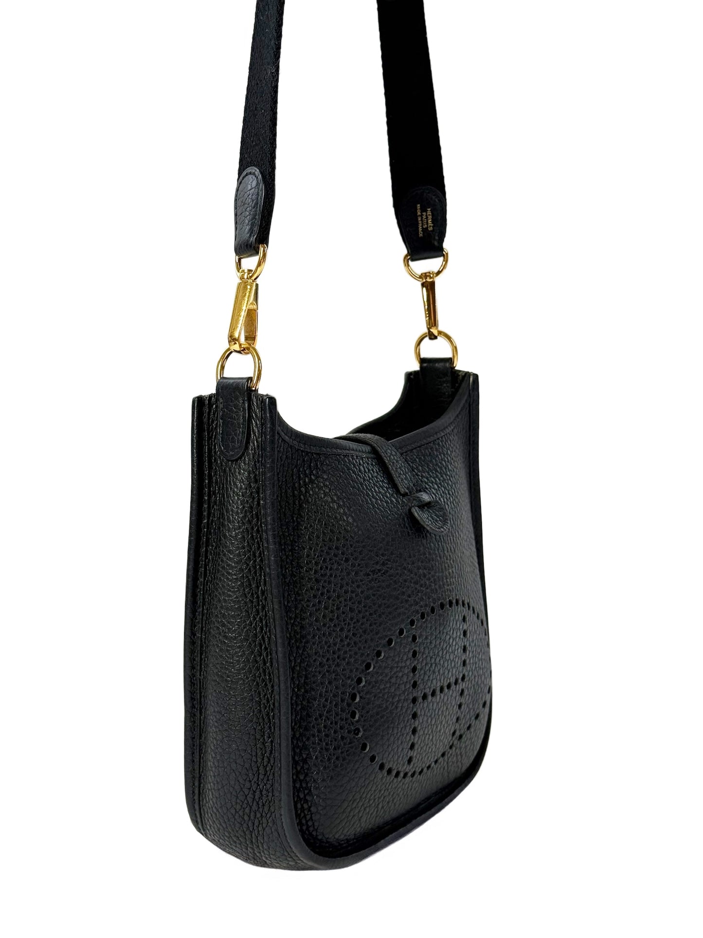 Hermes 2020 Y Stamp Black Clemence Leather Evelyne TPM Mini