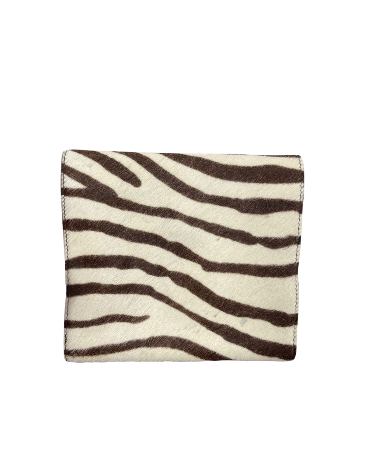 Prada Vintage Zebra Print Pony Hair Trifold Snap Wallet