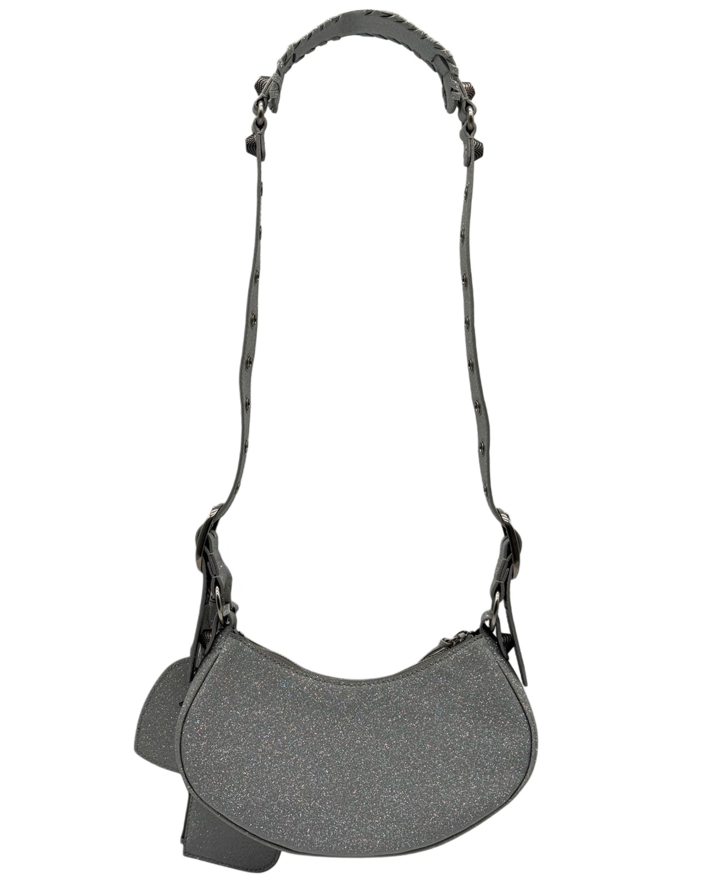 Balenciaga Silver Glitter Le Cagole XS Shoulder Bag