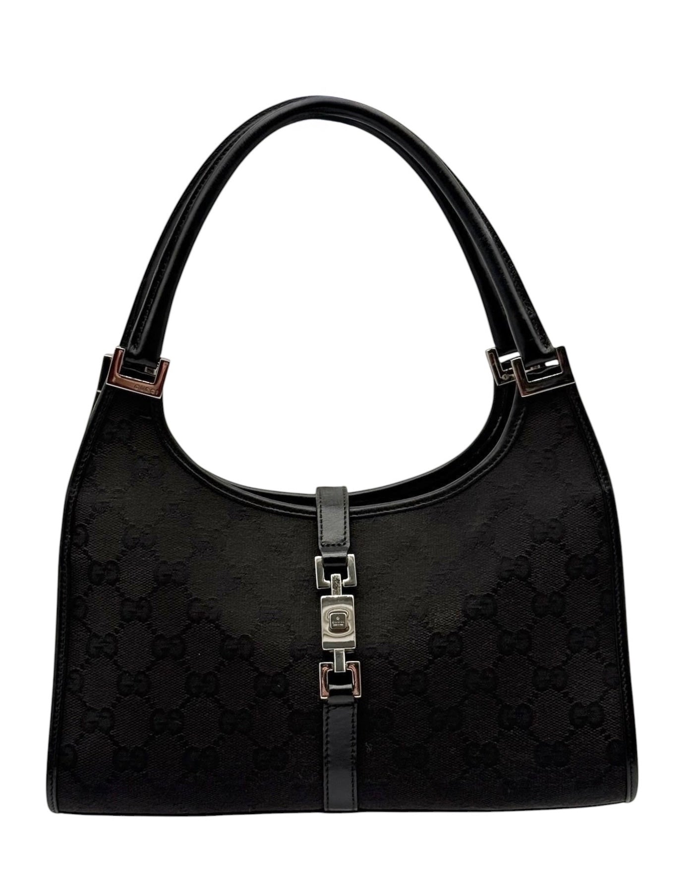 Gucci Vintage Black GG Monogram Small Jackie Shoulder Bag