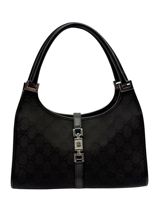 Gucci Vintage Black GG Monogram Small Jackie Shoulder Bag