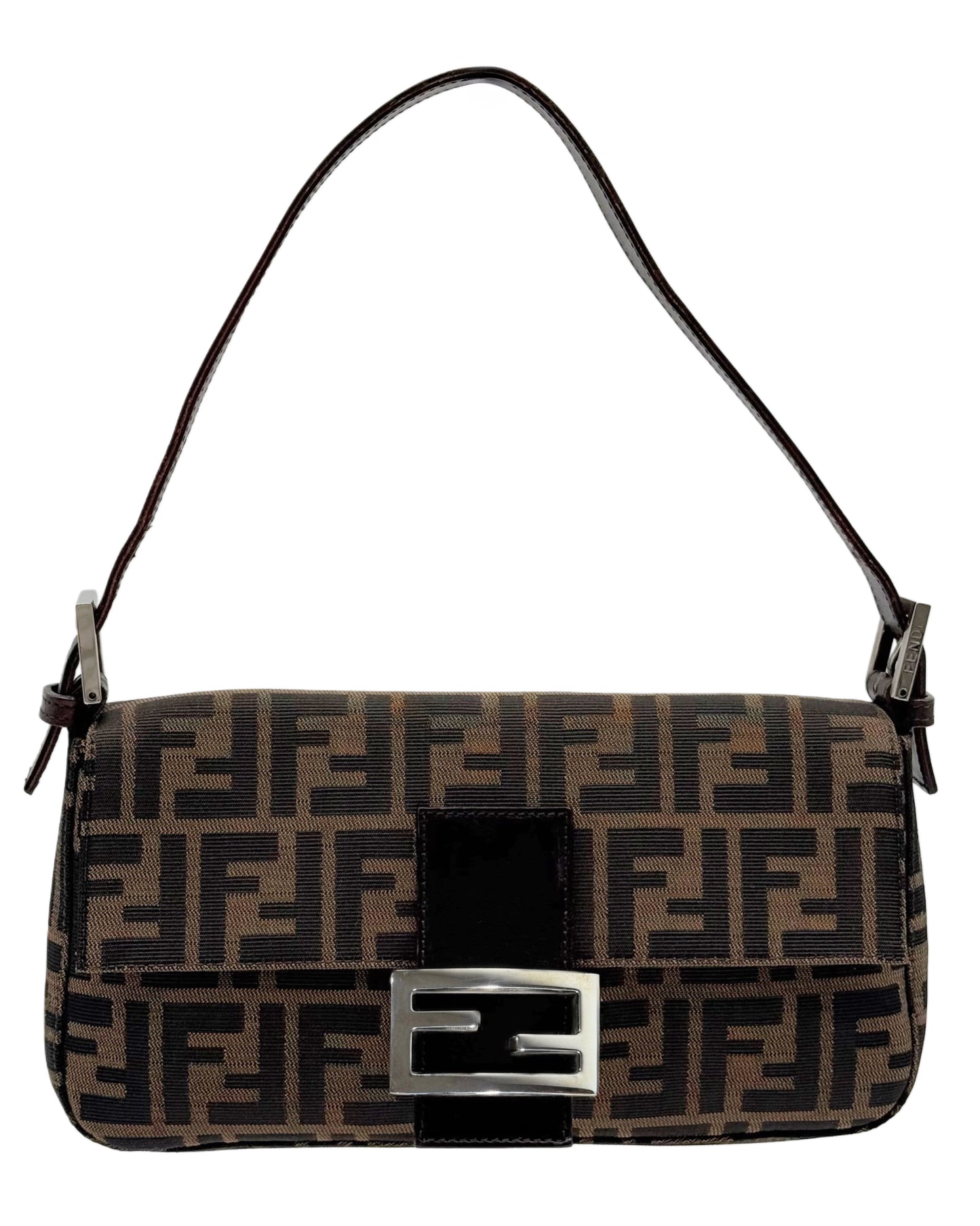 Fendi Vintage Brown Zucca Monogram Classic Baguette