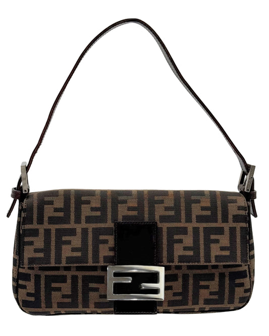 Fendi Vintage Brown Zucca Monogram Classic Baguette
