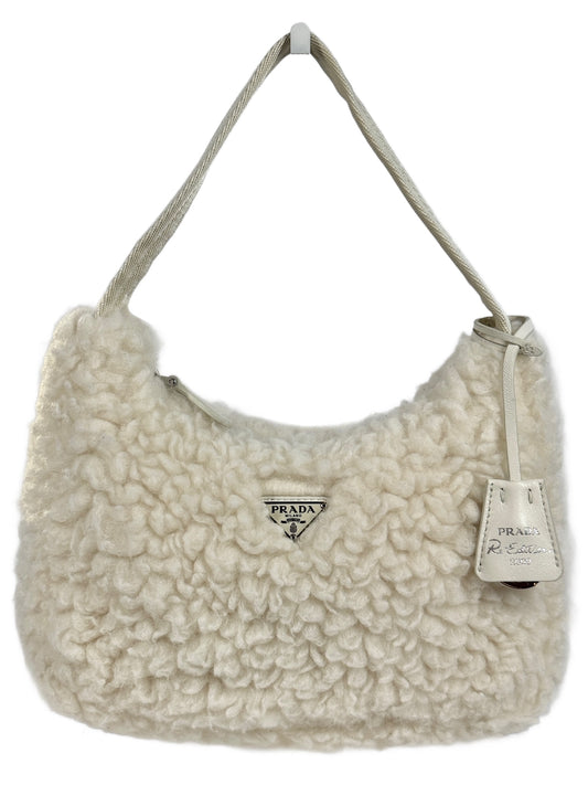 Prada Ivory Sherpa Re-Edition Small Shoulder Bag