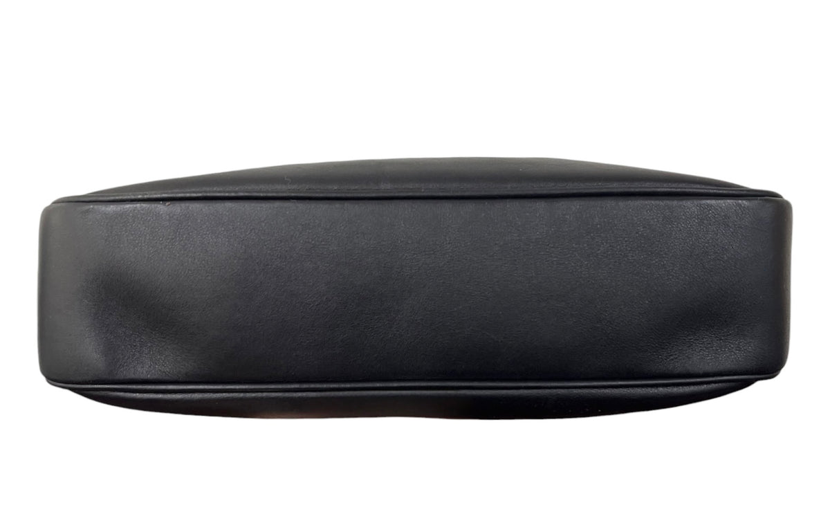 Gucci Vintage Black Lambskin Bamboo Handle Small Shoulder Bag